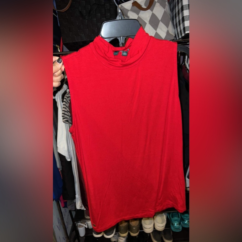 Ralph Lauren red sleeveless turtleneck